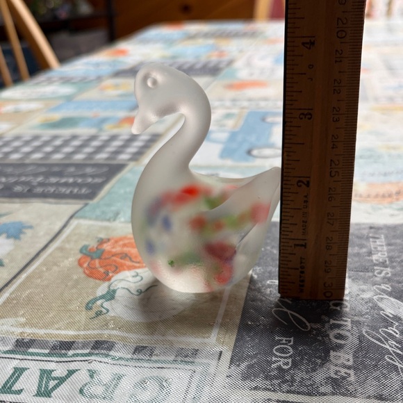 Frosted Glass Swan with Multicolor Accents - Picture 9 of 11